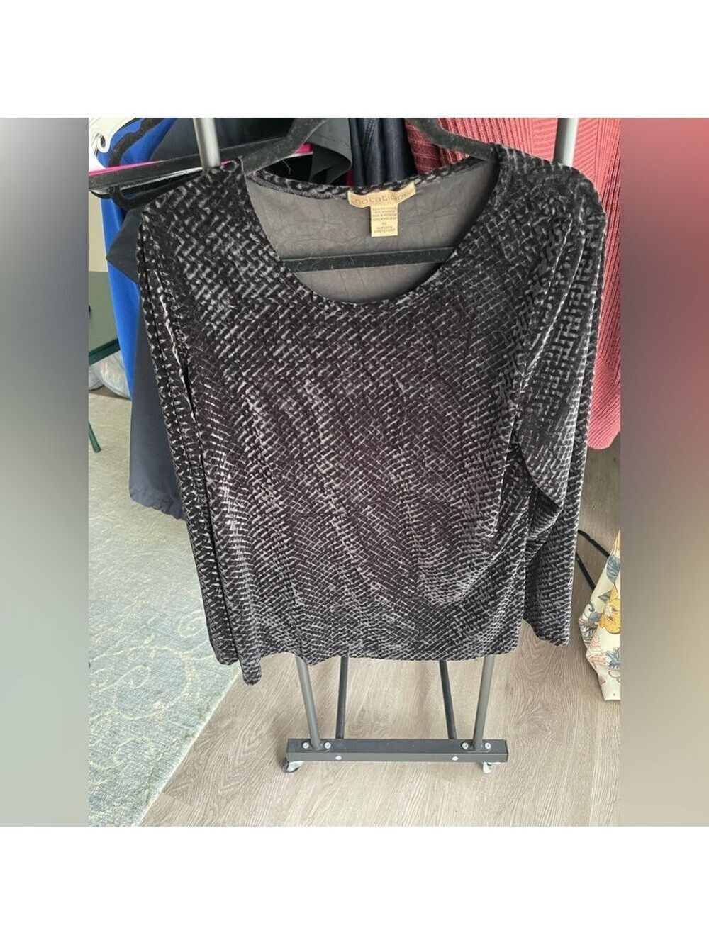 Notations Black Textured Long Sleeve Top